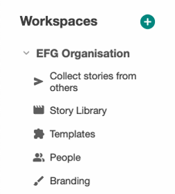 A screenshot of workspace menu in Insights Manager role.