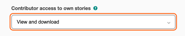 A screenshot of options to manage Contributor access to own stories.