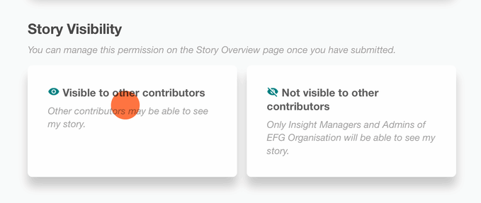 A gif of setting up Story Visibility for Contributors.