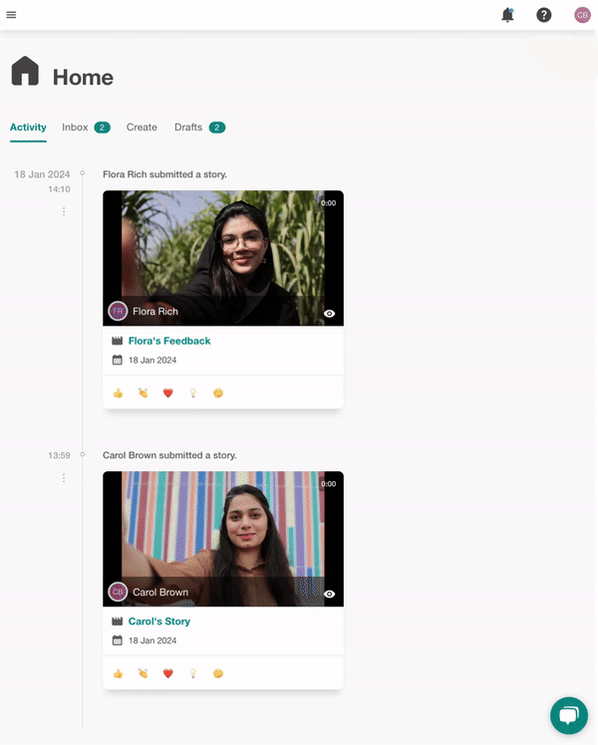 A gif of watching and reacting to a story.