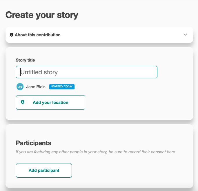 A screenshot of story authoring page.