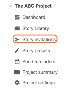 A screenshot of Story Invitations button.