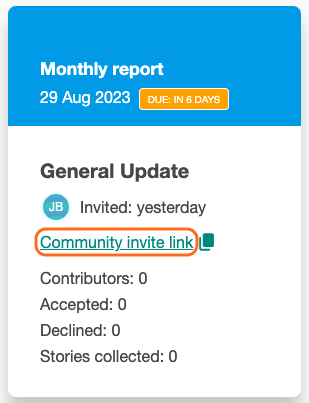 A screenshot of Community invite link.