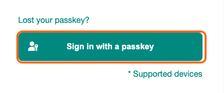 A screenshot of Sign in with a passkey button.