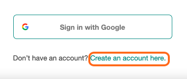 A screenshot of 'Create and account here'.